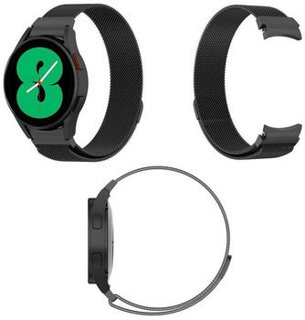 Wigento Samsung Galaxy Watch 5 / 40mm / 44mm Deluxe Gewebter Stoff Ersatz Armband Schwarz Smart Uhr