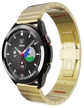 Wigento Samsung Galaxy Watch 5 Pro 45 mm Deluxe Stahl Ersatz Armband Gold / Style 2 Smart Uhr