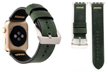 Wigento Smartwatch-Armband Echt-Leder Armband für Apple Watch Serie 1 / 2 / 3 38 mm Grün