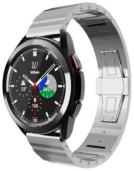 Wigento für Samsung Galaxy Watch 5 Pro 45 mm Deluxe Stahl Ersatz Armband Silber / Style 2 Smart Uhr