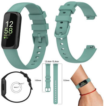 Wigento Fitbit Inspire 3 Watch Uhr Kunststoff / Silikon Armband Ersatz Arm Band Ersatz Grün / Grau Größe S / Frauen