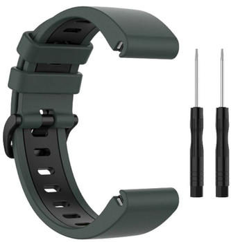 Wigento Garmin Fenix 6X / 6X Pro Kunststoff / Silikon Armband-Schutz Watch Uhr D-Grün / Schwarz Ersatz Arm Band
