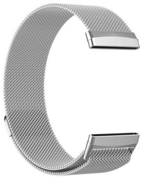 Wigento Fitbit Versa 4 + 3 / Sense 1+ 2 Magnet Metall Watch Uhr Ersatz Armband Silber