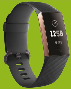 Wigento Fitbit Charge 3 / 4 Kunststoff / Silikon Armband für Männer / Größe L Schwarz Uhr