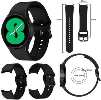 Wigento für Samsung Galaxy Watch 4 40mm Uhr Kunststoff / Silikon Armband Ersatz Arm Band Schwarz