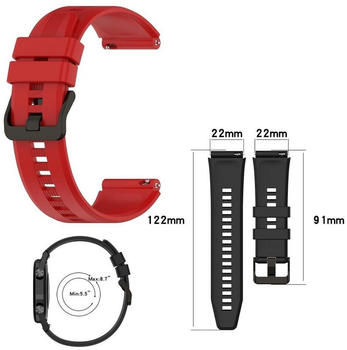 Wigento Honor Watch GS 3 / GS3 Kunststoff / Silikon Armband Watch Uhr Rot Ersatz Arm Band