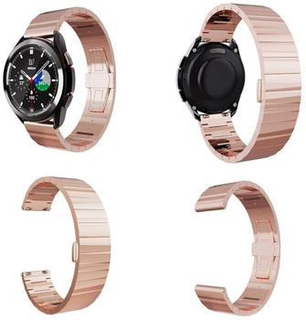Wigento Samsung Galaxy Watch 4 Classic 42mm / 46mm Deluxe Stahl Ersatz Armband Rose Gold Smart Uhr