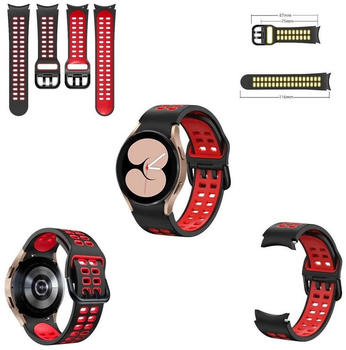 Wigento Samsung Galaxy Watch 5 / 40mm / 44mm Uhr Kunststoff / Silikon Armband Ersatz Arm Band Schwarz / Rot