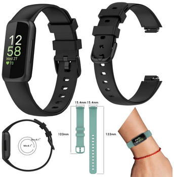 Wigento Fitbit Inspire 3 Watch Uhr Kunststoff / Silikon Armband Ersatz Arm Band Ersatz Schwarz Größe L / Männer