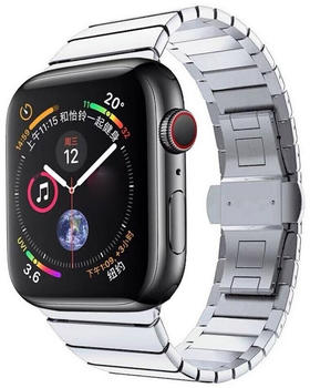 Wigento Apple Watch Series Ultra 49mm 8 7 45 / 6 SE 5 4 44 / 3 2 1 42mm Style Stahl Silber Ersatz Armband Smart Uhr