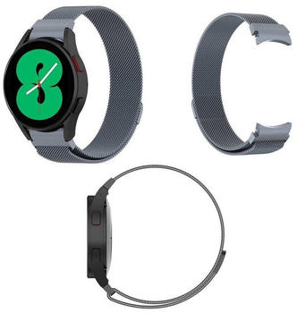 Wigento Samsung Galaxy Watch 5 Pro 45mm Deluxe Gewebter Stoff Ersatz Armband Grau Smart Uhr