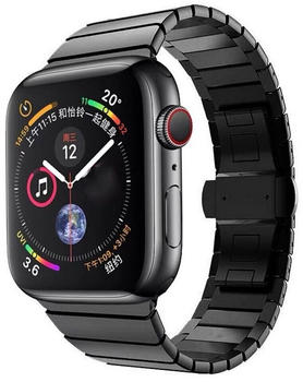 Wigento Apple Watch Series Ultra 49mm 8 7 45 / 6 SE 5 4 44 / 3 2 1 42mm Style Stahl Schwarz Ersatz Armband Smart Uhr