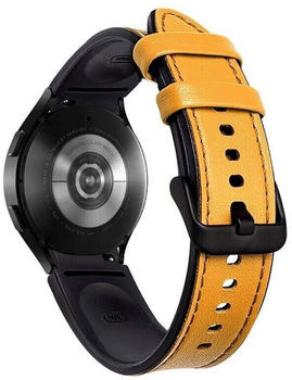 Wigento Samsung Galaxy Watch 5 / 5 Pro 40 / 44 / 45 mm Kunstleder / Silikon Armband-Schutz Watch Uhr Gelb Ersatz Arm Band