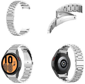 Wigento Samsung Galaxy Watch 5 / 40mm / 44mm Deluxe Stahl Ersatz Armband Muster 1 Stahl Smart Uhr