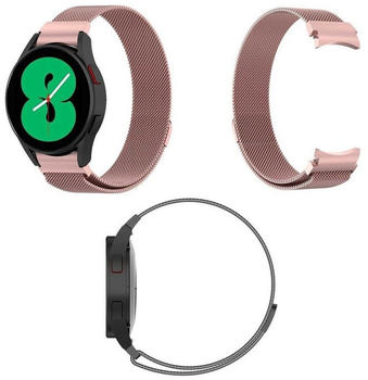 Wigento für Samsung Galaxy Watch 5 / 40mm / 44mm Deluxe Gewebter Stoff Ersatz Armband Pink Smart Uhr