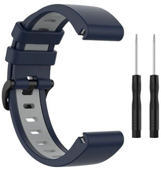 Wigento Garmin Fenix 6 / 6 Pro Kunststoff / Silikon Armband-Schutz Watch Uhr Blau-Grau Ersatz Arm Band
