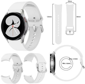 Wigento Samsung Galaxy Watch 4 Classic 46mm Uhr Kunststoff / Silikon Armband Ersatz Arm Band Weiß
