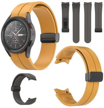 Wigento Samsung Galaxy Watch 5 / 5 Pro 40 / 44 / 45 mm Uhr Kunststoff / Silikon Armband Ersatz Arm Band Ersatz Gelb