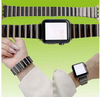 Wigento Apple Watch Series Ultra 49mm 8 7 45 / 6 SE 5 4 44 / 3 2 1 42mm Deluxe Magnetisches Stahl Ersatz Armband Schwarz / Rose Gold Smart Uhr