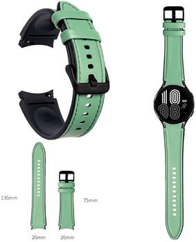 Wigento Samsung Galaxy Watch 4 40mm / 42mm / Classic 42mm / 46mm Kunst Leder / Silikon Hell Grün