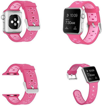 Wigento Apple Watch Series 8 7 41 / 6 SE 5 4 40 / 3 2 1 38mm Hochwertiges Kunststoff / Silikon Uhr Watch Smart Sport Armband Pink / Rosa