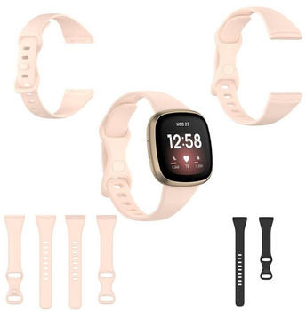 Wigento Fitbit Versa 4 / Versa 3 / Sense Kunststoff / Silikon Armband für Frauen / Größe S Pink Uhr