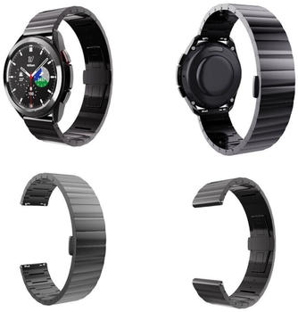Wigento Samsung Galaxy Watch 4 Classic 42mm / 46mm Deluxe Stahl Ersatz Armband Schwarz Smart Uhr