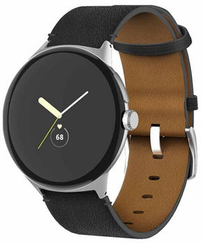 Wigento Google Pixel Watch Uhr Echt Leder Armband Ersatz Arm Band Schwarz Sport Design