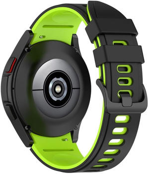 Wigento für Samsung Galaxy Watch 5 Pro 45mm / 5 44mm / 5 40mm Zweifarbiges Silikonenarmband Schwarz / Grün