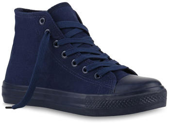 Stiefelparadies Sneaker High Sportschuhe Stoffschuhe Trendfarben 816736 dunkelblau