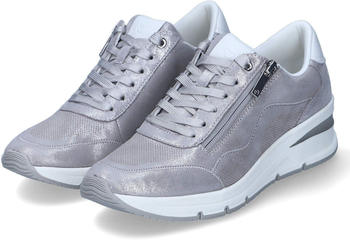 Tamaris Low Sneaker grau Leder Synthetik Wechseldecksohle