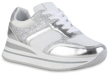 VAN HILL 840910 Plateausneaker Schuhe weiß silber metallic