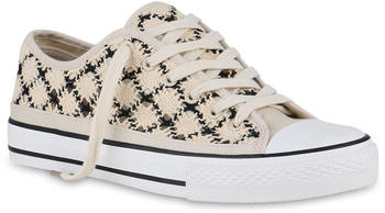 VAN HILL Sneaker Low flach Spitze bequem 215782 beige schwarz