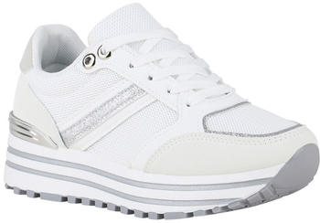 VAN HILL Plateau Sneaker Keilabsatz Glitzer Trendy Schuhe 215529 weiß