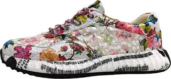 Laura Vita Damen Sneaker Leder mehrfarbig florales Muster und Schrift Burton 05
