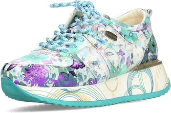 Laura Vita Sneaker Delphine Leder floral Plateau grün