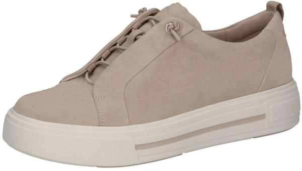 CAPRICE Damen Plateau Sneaker aus Leder Low Top, Beige (Sand Suede