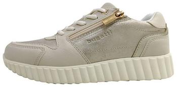 Bugatti Sneakers beige metallic Reißverschluss-Akzent Schnürdesign und leichte gestreifte Rillen-Eva-Sohlen