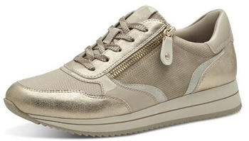 Jana Shoes Damen Sneaker flach Reißverschluss mehrfarbig beige gold