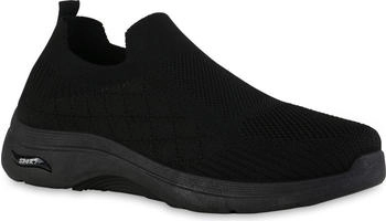 VAN HILL Slip Ons Flach Strick schwarz