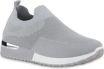 VAN HILL Slip Ons Keilabsatz Strick Sportlich Schuhe 217102 grau