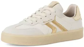 Tamaris Low Top Sneaker made of Suede in Street Style wei&szlig;/gold