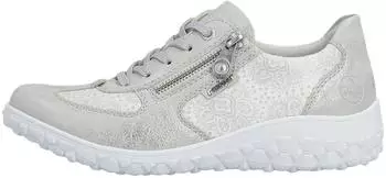 Rieker Sneaker Low Shoe, Lace-up Shoe, Casual Sneaker with Floral Pattern hellgrau