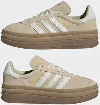 Adidas Gazelle Bold Women stone khaki/cream weiß/gold metallic – Höchster Tragekomfort durch durchdachte Polsterung