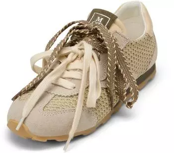 Marc O'Polo Sneaker in Airy Crochet Look with Leather pure sage
