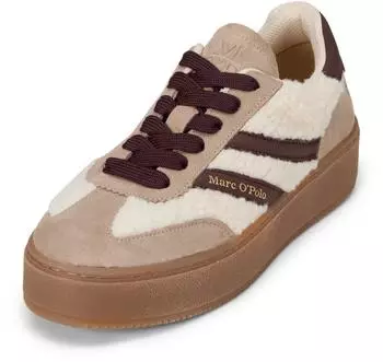 Marc O'Polo Sneaker made of oiled suede and faux fur Earthy Taupe earthy taupe