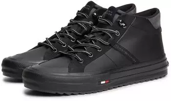 Tommy Hilfiger Harlem Street Cleat Winter Lace-Up Boots with Contrast Heel Detail schwarz