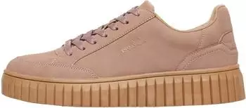 s.Oliver Sneaker with Plateau Sole, Logo Plate and Lacing hellbraun