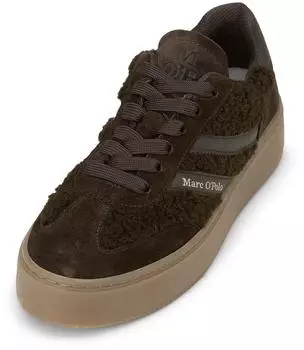 Marc O'Polo Sneaker in Oiled Suede and Faux Fur burnt coffee