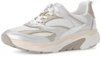Gabor Wedge Sneaker with rollingsoft Outsole wei&szlig;/silberfarben/goldfarben